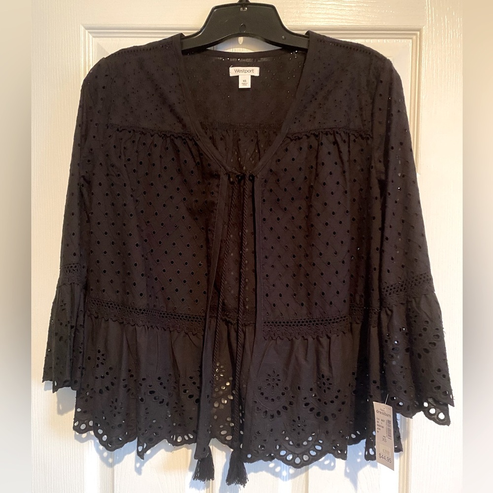 Black Eyelet tassel Blouse